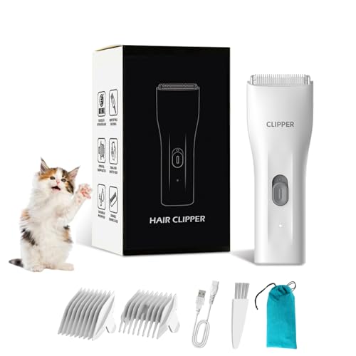 Prowerful Home Professional Dog Grooming Kit Clipper Low Noise USB Rechargeable Gifts for Dog Cat White,TS006 - color: Ts006-white