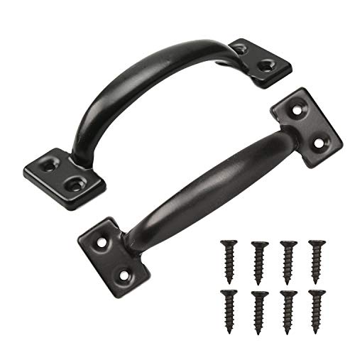 2PCS 6-1/2 Inch Pulls Black Door Pull Handle Metal Kitchen Cabinets Furniture Wardrobe Medicine Handle in Black Door Hardware Gate Handle Door Pulls Warehouse Outdoor - size: 2 Pack 6-1/2 Inch Black