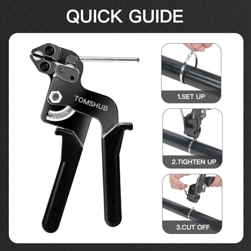 Metal Zip Tie Tool Kit, 100pcs 11.8 Inch Stainless Steel Zip Ties | Heavy Duty Self-locking Cable Tie Gun Kit for Fastening and Cutting Fence Exhaust Pipe Outdoor - color: Silver,black