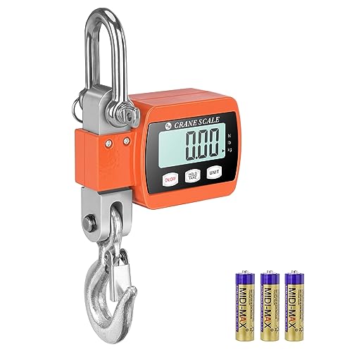 ROMECH 1100lb Digital Hanging Scale, Aluminum Crane Scale with Hooks | 500KG Heavy Capacity, High Accuracy Weighing, kg/lb/N Unit Conversion, Suitable for Fishing, Farm, Hunting - color: Orange, size: 1100lbs