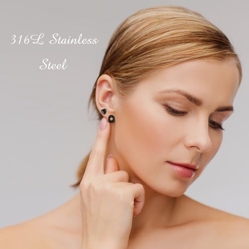 BBTO 24 Pairs Stud Earrings, Crystal Pearl Ear Stud for Women | Earrings, Alloy and Gold, Sliver Gold Black, for Men Women Loved Ones and Friends - color: Black