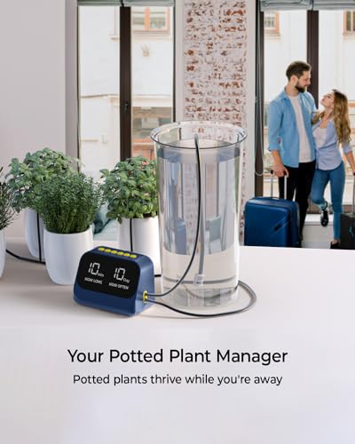 Automatic Watering System for Potted Plants, Plant Waterer, DIY Drip Irrigation Kit with Smart Timer, Waterproof LED Display & Large Capacity Battery, Precise Distribution of Water (Blue)