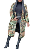Vakkest Camo Blazer Jacket for Women Lapel Long Sleeve Open Front Cardigan Coat Classic Pockets Overcoat Outwear - color: Wgreen, size: Medium