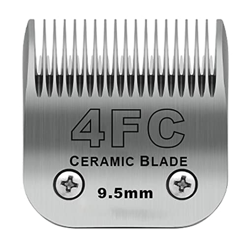 4FC Grooming Ceramic Pet Clipper Blades Compatible with Andis & Oster A5 | Cut Length 3/8"(9.5mm),Compatible with Wahl KM10 Series Clippers - color: Silver, size: 4FC 9.5mm