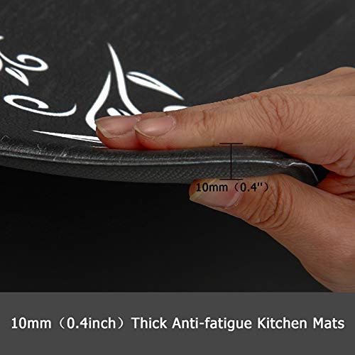 HEBE Anti Fatigue Kitchen Mat Set of 2 Non Slip Cushioned Kitchen Mats for Floor Waterproof Farmhouse Kitchen Rugs and Mats Set Comfort Standing Desk Mat Carpet for Sink,Office,Laundry | Non Slip Waterproof Kitchen Rug and Runner Set, Farmhouse PVC Foam C