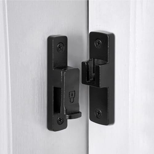 Matte Black 90 Degree Zinc Alloy Barn Door Latch, Flip Gate Lock | Sliding Door Latch,Right Angle Door Lock,for bedroom,garage,balcony,barn,bathroom,drawer,window,cabinet,pet enclosures - color: Matte Black_90 Degree