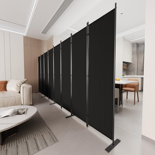 C-Hopetree 8 Panels Room Divider, 6 Ft Tall Indoor Folding Privacy Screen, Portable Partition Separator, Freestanding Separation Temporary Wall for Office, Bedroom, 160" W X 71" H, Black - size: 8-Panel