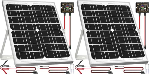 Solar Panel Kit 20W 12V, Waterproof Solar Battery Trickle Charger Maintainer + Smart MPPT Controller + Adjustable Mount Bracket for Boat Car RV Motorcycle Marine Automotive (Pack of 2) - size: 20W MPPT Kit (Pack of 2)