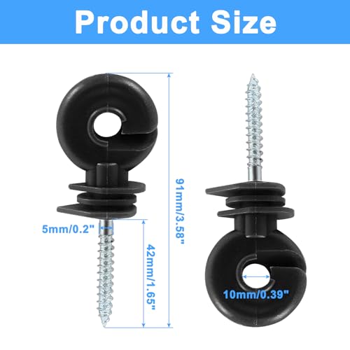 Black Electric Fence Insulator, 10Pcs, 91mm/3.58 inch | Screw-in, For Ranch Agricultural Fencing - color: Black