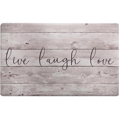 Home Dynamix Cozy Living Live Laugh Love Runner Anti-Fatigue Kitchen Mat, Non-Slip Floor Mat, Padded Standing Desk Mat, Non-Slip Floor Mat, Padded Standing Desk Mat, Beige/Brown, 17.5"x30" - color: Beige/Brown, size: 18"L x 18"W x 0.5"Th