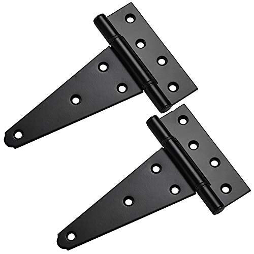 6 Inch T-Strap Shed Door Hinges Heavy Duty,Black Tee Hinge for Wooden Fences,Yard Door,Barn Door Gates, Wrought Hardware Rustproof,2Pack/Set - color: 2 pcs, size: 6 Inch