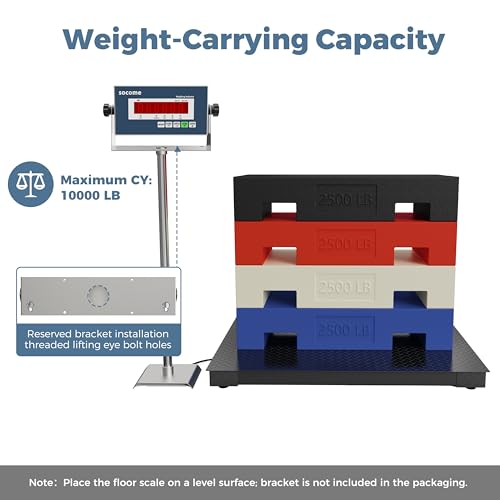 60"x60" Heavy-Duty Industrial Floor Scale, 10000lb x 1lb, Black | Professional Pallet Scale with Digital Indicator, Carbon Steel Weighing Scale for Wareshouse, Shipping and Industrial - size: 60"x60"-10000LB