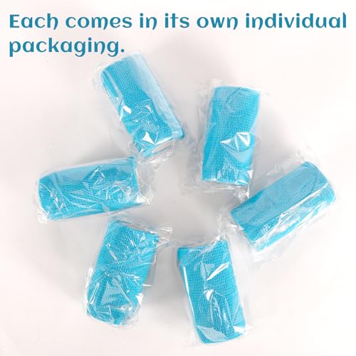 6 Rolls Elastic Self Adhesive Bandage Wrap 4 Inch, Breathable Non Woven Cohesive Bandage, Vet Wrap for Dogs, Ankle Sprains Swelling Tape, Sports Athletic Tape Blue - color: 4 Inch-6 Count Blue