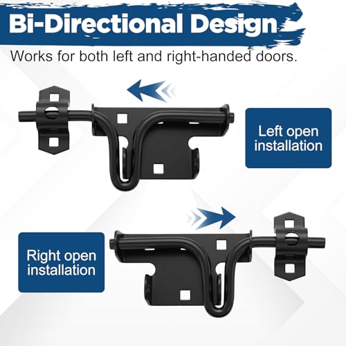3 Pack Heavy Duty Slide Bolt Gate Latches with Padlock Hole Rustproof Iron Sliding Locks Slide Bolt Gate Latch Door Lock for Wooden Fence Shed Barn Black