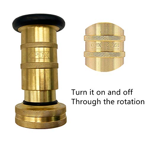 SAFBY Fire Hose Nozzle Brass Fire Equipment Spray Jet Fog (2" NPT/NPSH) - color: Yellow, size: 2 inch NPSH