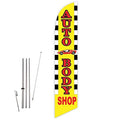 GLOBAL ADVERTISING SOLUTIONS Auto Repair Feather Flag Eye Catching Banner Sign for Business and Marketing Complete Set with 15 ft Pole Kit and Ground Spike (Auto Body Shop) - style: Auto Body Shop