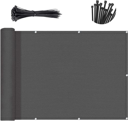 SUNNY GUARD 2.5' x 7' Balcony Privacy Screen, HDPE Patio Railing Cover Fence - color: Dark Gray, size: 0 2.5' x 0 7'