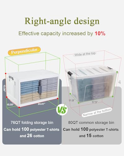 OlarHike 76QT Storage Bins with Lids for Home, Office, Closet, Dorm, 3 Pack | Multi-Lid, Lockable Cabinet, Doors & Wheels, Foldable, Collapsible, Stackable Organizers, Plastic Drawers, Containers, School - size: 76QT-White