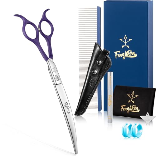 High-end Professional Dog Grooming Curved Scissors Pet Curved Shears 7.5 Inches Extremely Very Sharp Made Of Stainless Steel Alloy By Hand For Dog Cat Groomer - color: 7.5inch Curved Shears