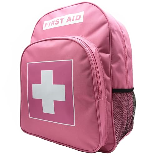 Red Emergency Bag First Aid Backpack Empty Medical First Aid Bag Treatment First Responder Trauma Bags for Riding Office Hiking Paramedics Outdoor Travel Camping Pet Dog Cat Daycare (Pink) - color: Pink