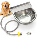 Automatic Livestock Waterer Bowl,304 Stainless Steel Float Valve Pet Bowl | 2.5L |Self Filling|for Large Dogs Chickens Horses|2 Drain Plug for Easy Clean|39''Pipe Fit 3/4'' GHT Male Faucet|Wall Mounted