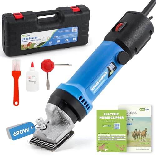 Horse Clippers 690W 28000RPM, with 6 Speed Adjustable | Heavy Duty Horse Grooming Kit, Professional Livestock Clippers for Shaving Horse Pony Cattle Goat Large Dogs and Others