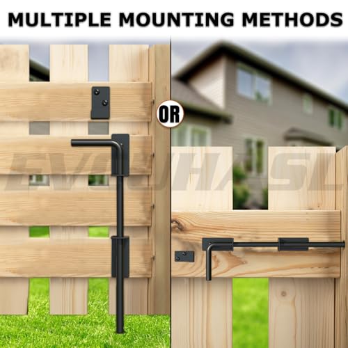 12" Cane Bolt Gate Drop Rod Heavy Duty Stopper Hardware, Gate Ground Latch for Wood Metal Vinyl Gates Doors, Gate Drop Pin for Holding Gate to The Ground, Black Finish-1 Pack - size: 12 Inch