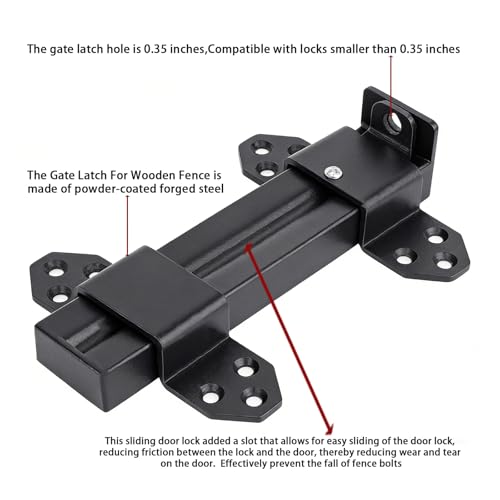 Heavy Duty Slide Bolt Gate Latch,Gate Latch Lock with Padlock Hole,Gate Latch for Wooden Fences, Barn Doors, Sliding & Swing Gates, Outdoor Sheds & Courtyards, Matte Black(2Pack) - color: Black (2Pack)