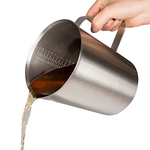 Measuring Cup, Stainless Steel Measuring Cups (64OZ/2 Liter- 8 Cup), Heavy-Duty Frothing Pitcher, Milk Frothing Pitcher Milk Frother Cup with Marking with Handle for Espresso Machines, Latte Art - size: 64 OZ (2000ML)