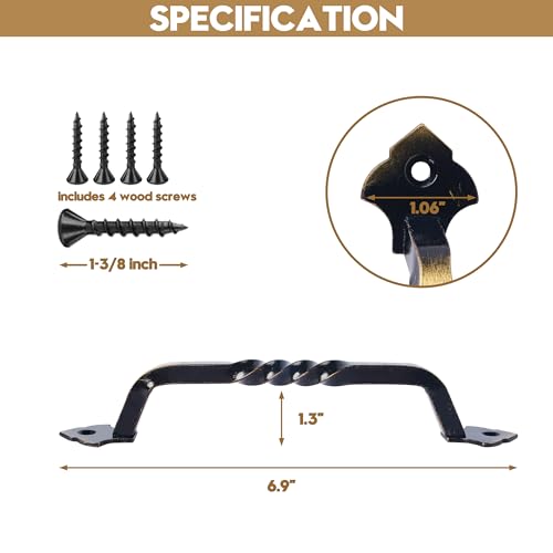AddGrace 2 Pack Gate Handles for Wooden Gates with Screws 160mm/6 Bronze | Durable Solid Steel, Matte Coating, Barn Door Handles, for Garden Gate Shed Wooden Fences, Closet, Wardrobes, Drawer, Rustic - color: Bronze