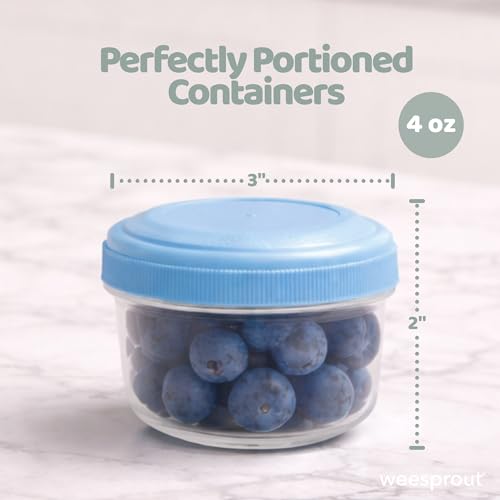 WeeSprout Leakproof Baby Food Storage - 12 Set, Small Plastic Containers with Lids, Lock in Freshness, Nutrients & Flavor, Freezer & Dishwasher Friendly, 4oz Snack Containers (Variety Matte) - color: Matte Variety