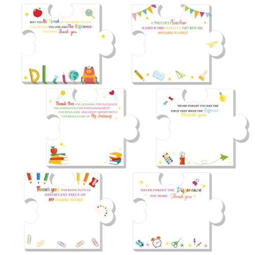 Yinder 24 Pads Puzzle Sticky Notes Teacher Appreciation Thank You Gifts | Self-adhesive Cartoon Pads for Team Employee Gifts, 8 Puzzle-shaped Designs, Graduation Classroom Office Supply - style: Teacher