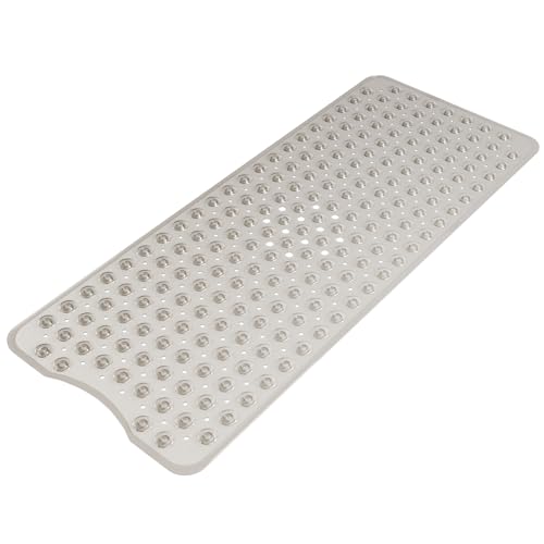 AmazerBath Shower Mat Non Slip 40 x 16 Inches, Shower Stall Mats with Suction Cups and Drain Holes, Non Slip Bath Mat for Tub for Elderly & Kids, Clear Gray - color: Clear Gray, size: 40" x 16" (Rectangular)