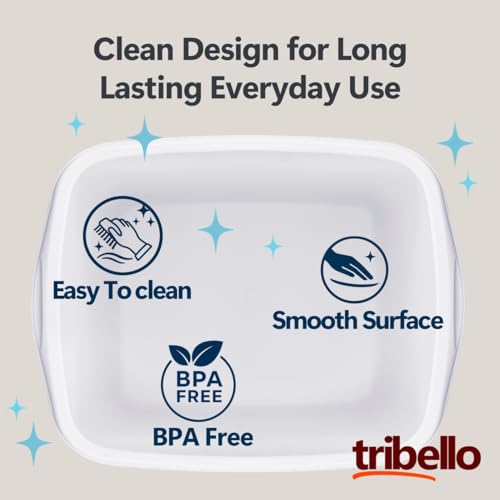 Tribello Plastic Wash Tub Dishpan Basin and Foot Bath for Soaking Feet, Laundry Hand Wash Bucket, Dish Pans for Washing and Storage Cleaning Supplies - 12 Quarts - Heavy Duty - Made in USA (White) - color: White