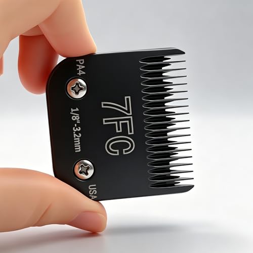 Detachable Steel Pet Dog Clipper Blades, Size-7FC, Compatible with Andis Cut Length 1/8" - size: 7FC:1/8"(3.2mm) Black