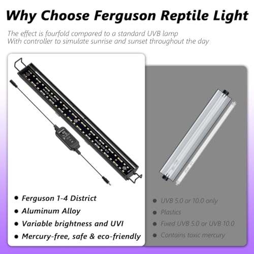 39-Inch LED UVB Reptile Light with Auto On/Off & Preset Day-Night Cycle Dimming, 4 UVI Modes Fixture Controller, 27W Aluminum UVA UVB Lamp for Bearded Dragons, Turtles & Snakes, 6500K - size: 39 INCH