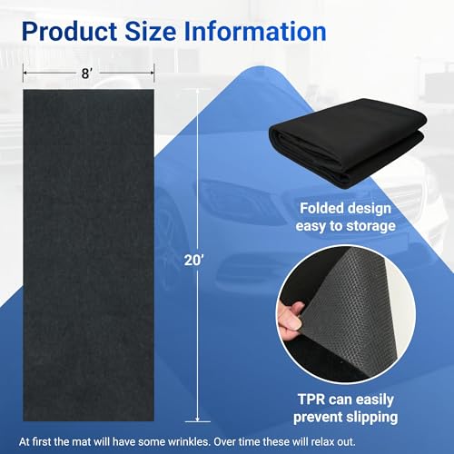 FLEXIMOUNTS 20x8 Ft Heavy Duty Garage Floor Mat - Anti-Slip Backing & Oil Absorbent Surface, Premium Waterproof Garage Carpet for Floor, Durable Parking Mat for SUV - size: 20' x 8'