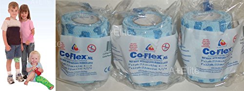 Andover CO-Flex NL 3"x5Yds Trucks and Cars On Light Blue 3-Pack Cohesive Flexible Elastic Latex Free Bandage Compression Self Adherent Wrap for Kids Children Animals Pets Cats Dogs Horses 5300CT