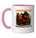 Chickens Are Warriors Within Funny Poultry Ninja Ceramic Mug, Pink/White, 11oz - color: Pink/White, size: 11 Ounces