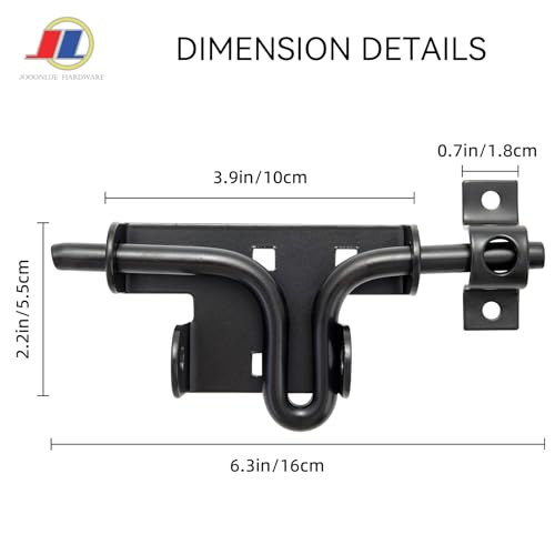 Slide Bolt Gate Latch, Fence Gate Lock, 6.5 Inch, Black | 6.5-inch black slide bolt latch for wood fences, sheds and barn doors; durable outdoor gate lock with smooth sliding action. - size: Sliding Rod Type