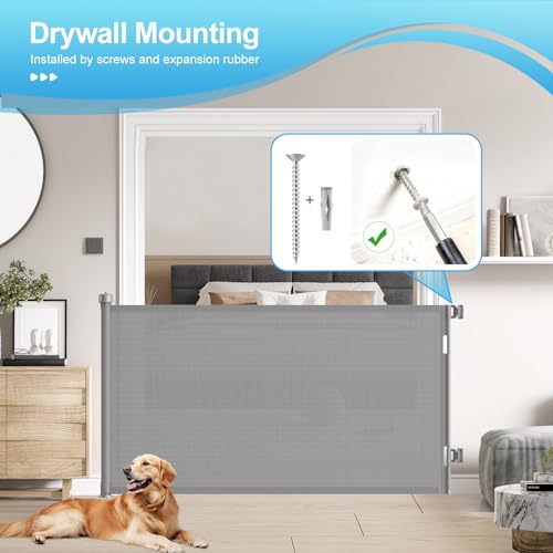 EZIGO Retractable Baby Gates Replacement Parts for 55/71 inch Dog Gate | Full Set Wall Mounting Accessories Including Brackets, Latches, Screws for Extra Wide Baby Gate Retractable Dog Gate, Gray - color: Gray, size: Small