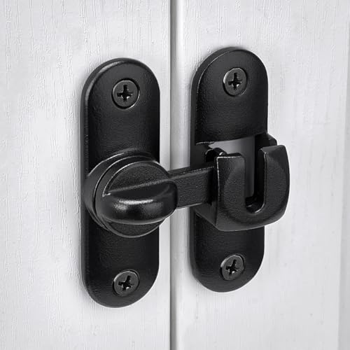 Matte Black 90/180 Degree Barn Door Latches,Flip Gate Lock | Zinc Alloy Flip Gate Latches,Right Angle Door Lock,for bedroom,garage,sliding door,window,cabinet,drawer,pet enclosures - color: Matte Black