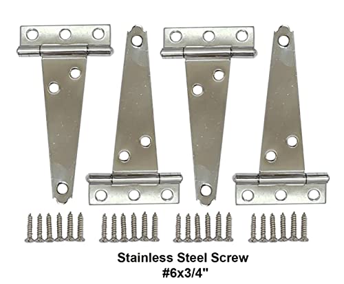 Stainless Steel Light Tee Hinge, with Stainless Steel Screw, 3" x 2-5/16" x 1.4 mm, Vibrated Stainless Steel, 4 Pack, Made in Taiwan - color: Vibrated Stainless Steel, size: 4pack(3")