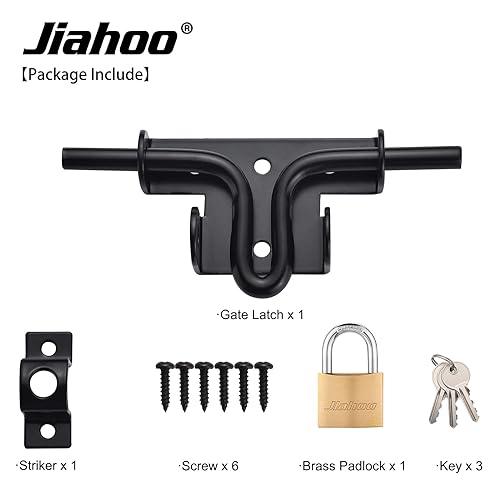 Door Lock Gate Latch, Heavy Duty Slide Bolt Door Lock with Brass Padlock | Sliding Bolt Latch Hardware kit, For Wooden Fence, Shed Door, PVC Fence, Barn Door - style: Slide Bolt Latch & Padlock