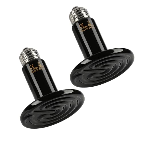 Simple Deluxe 100W Ceramic Heat Emitter 2 Pack Reptile Heat Lamp No Light Emitting Heat Bulbs for Amphibian Terrarium, Bearded Dragon Lizard Snake Turtle, Brooder Coop Incubating Chicken - size: 100W *2, style: D-75mm
