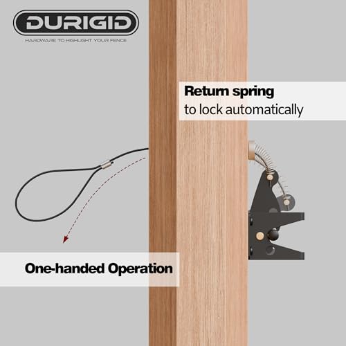 Gate Latch Cable Pull, Spring-Loaded Latch Kit Gate Latch for Wooden Fence Vinyl Metal Gates, Sued for Gate 2 to 6 Inches Thick, Black, 2 Pack