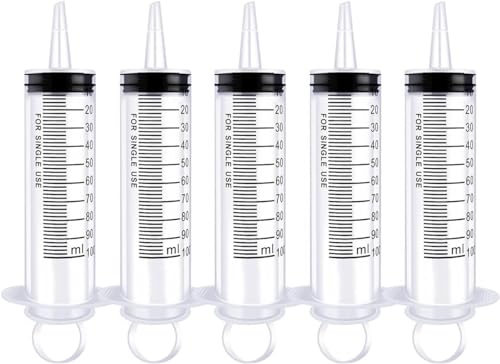 8 Pack 100ml Plastic Syringe for Scientific Labs, Dispensing, Measuring, Watering, Refilling, Multiple Uses - size: 100ml-8Pack