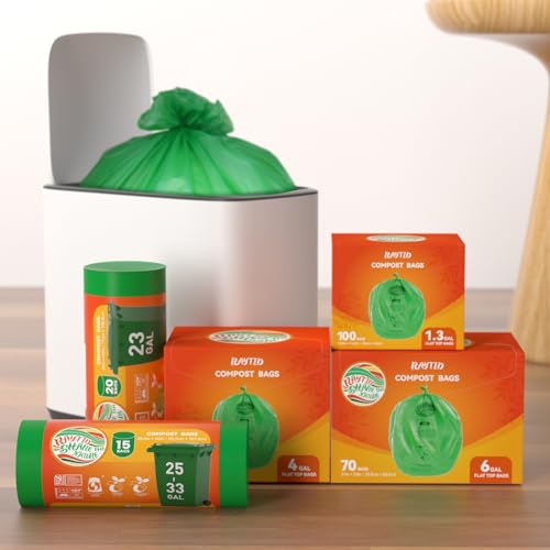 Compostable Bags, 6 Gallon Food Scraps Yard Waste Bags,Fits 5-6-8 Gallon trash can, 30 Liter, 70Count, Heavy Duty 0.85 Mils, ASTMD 6400 Kitchen Trash Bags, BPI&OK compost HOME certified - color: 6G-70count