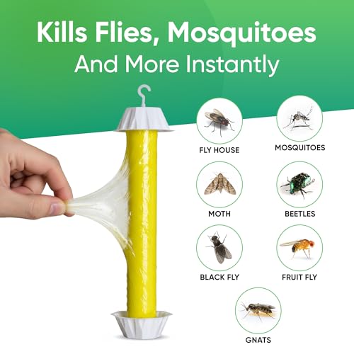 Sticky Fly Trap Indoor & Outdoor Pack of 8 | Hanging Fly Stick for Gnats, Flies, Wasps, Mosquitoes & Other Flying Bugs | Fly Trap Sticky | Fly Catcher Indoor | Flying Insect Trap Rolls | Ucatch
