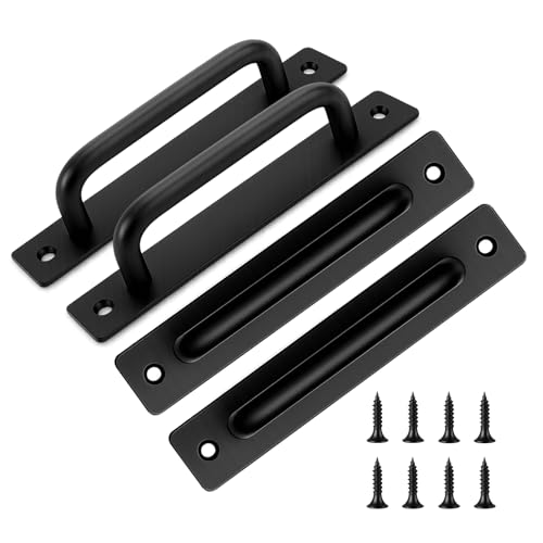 4 Pack 6-1/2 Inch Black Metal Gate Pull Handles, Heavy Duty Hardware, Durable Pull Grips for Wooden Fence, Shed, Barn Door & Outdoor Use - size: 4 Pack 5 Inch Metal